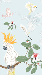 Pattern, background with with feijoa flowers
