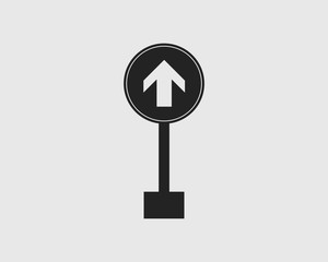 Rounded One way street sign icon on gray Background. 