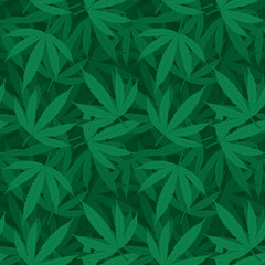 Naklejka na ściany i meble Cannabis or marijuana seamless pattern background.