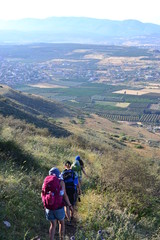 Hiking Jesus trail - beautiful view of Mt. Arbel in countryside of Galilee, Sea of Galilee, Israel