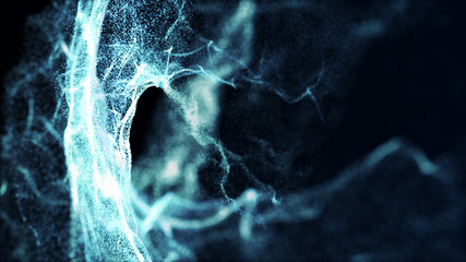 Abstract water splash.Big data. Cyber or technology background. Neon flare. 3D rendering.