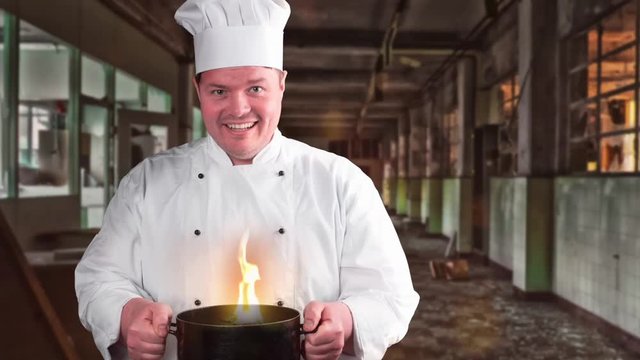 cook lets his food burn