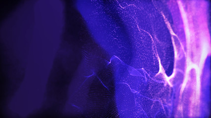 Abstract water splash.Big data. Cyber or technology background. Neon flare. 3D rendering.