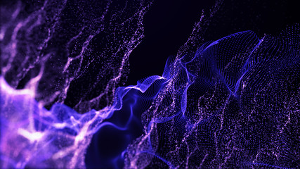 Abstract water splash.Big data. Cyber or technology background. Neon flare. 3D rendering.
