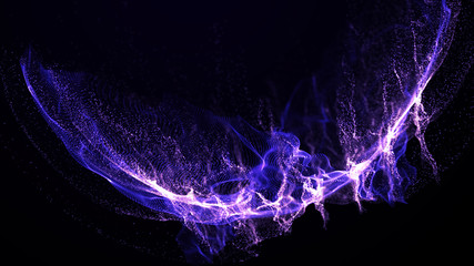 Abstract water splash.Big data. Cyber or technology background. Neon flare. 3D rendering.