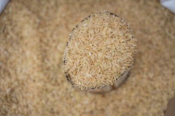 rice on wooden background
