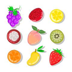 tasty flat style tropical fruits set collection illustration isolated on white background