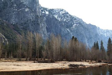 View of Yosemite National Park in the winter at USA