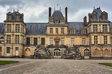 fragment of the royal residence in Fontainebleau, France .