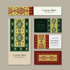Business cards design, folk ornament