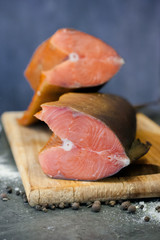 Fototapeta na wymiar smoked fish, spices, organic food, pink salmon, salmon, chum salmon