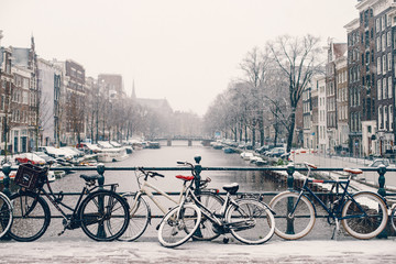 bicycle parked on the streets of amsterdam