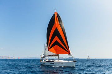 Fototapeta premium Sailing boats during yacht regatta in the Aegean Sea,.