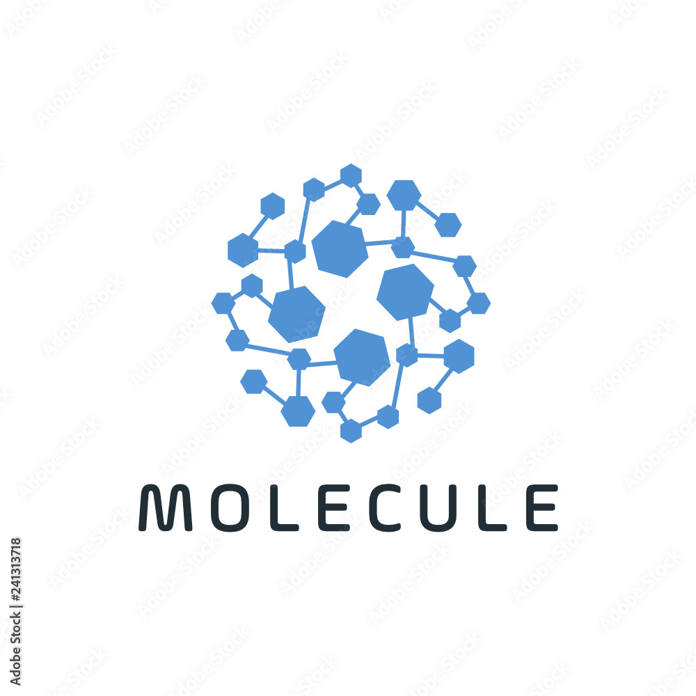 Poster molecule icon. sign design. vector logo design template. high technology. nano technology. tech wave