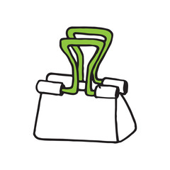 Hand drawn paper clip doodle icon