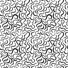 Seamless pattern with waves and curly lines. Abstract simple geometric texture. 