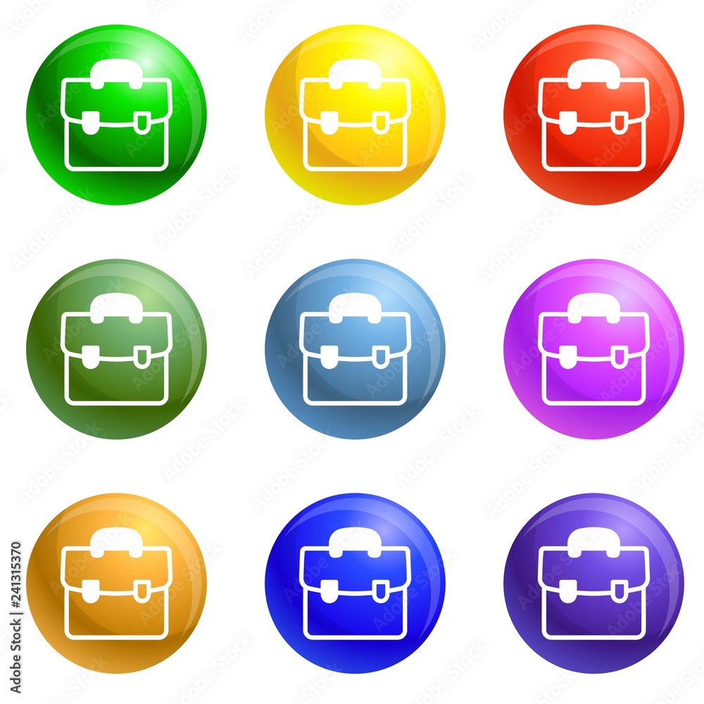 Poster file folder icons vector 9 color set isolated on white background for any web design