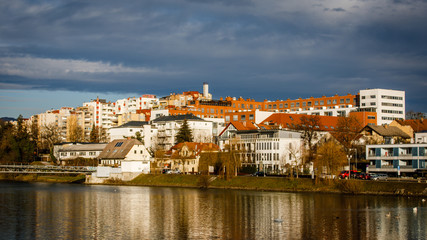 Fototapeta na wymiar Lent District and the river Drava in Maribor, Slovenia