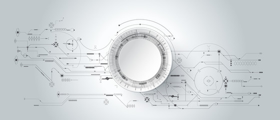 3d design paper with line circle with circuit board. Illustration Abstract modern futuristic, engineering, science, technology background. Hi tech digital connection, communication