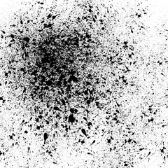 Isolated artistic ink paint splatter textures and decorative elements on white paper background. Chaotic isentegration effect.