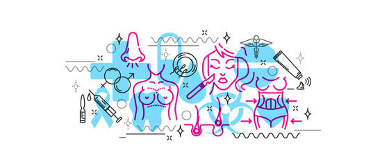 Line design website banner of health care and clinic and hospital facilities. Modern vector illustration for web design with marketing and print material.