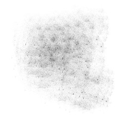 Isolated artistic ink paint splatter textures and decorative elements on white paper background. Chaotic isentegration effect.