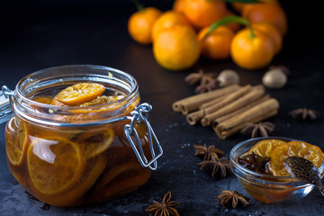 tangarine marmalade jam. dark food photo style