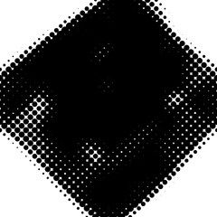 Isolated abstract halftone shapes. Retro black and white background. Grunge texture.