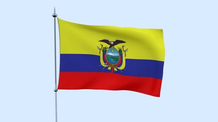 Flag of the country    Ecuador  flutters against the blue sky. 3D rendering