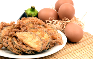 eggplant menu with Crispy Omelet or Fried Solanum melongena with Egg.