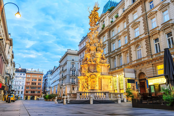 Graben, a famous pedestrian street of Vienna with a Plague Colum