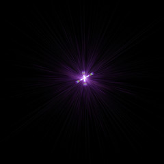 Obraz premium Isolated realistic lens flare visual effect on black night background. Space star. 