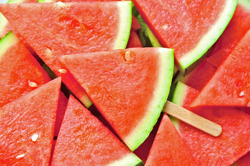 Colorful and a lot of watermelon slice with ice cream stick..Watermelon As The Best Food For Weight Loss In Summer Season..