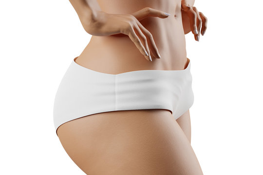 Sexy slim woman in white panties