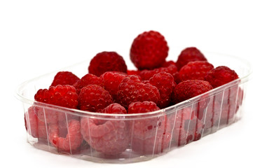 punnet  of fresh raspberries