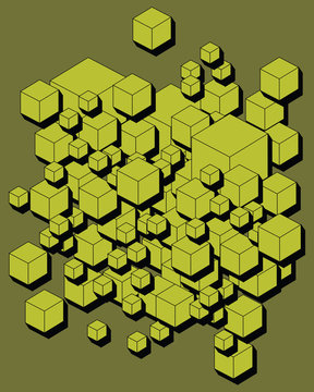 3D Futuristic Cubes, Geometric Shape