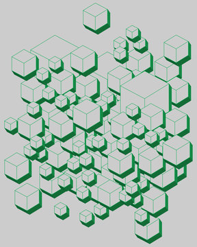 3D Futuristic Cubes, Geometric Shape