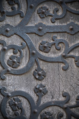 texture of wooden and metal church door