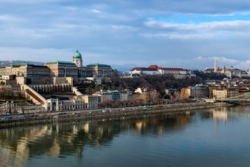Fototapeta na wymiar Royal Palace on Hill in Budapest, Hungary