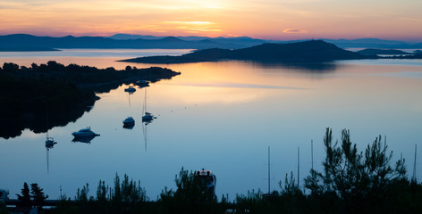 quiet small harbour on Zut island at sunrise, Croatia © Milan Noga reco
