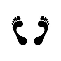 An imprint of two Human feet. Vector object isolated on white background.
