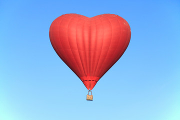 St. Valentine's day. The flight on a hot air balloon in the shape of the heart