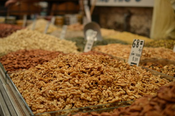 nuts at Mahane Yehuda, shuk, Jewish grocery market in Jerusalem, Israel