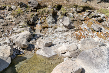 Natural geothermal hot spring in Idaho - Sacajawea Hot Springs in Grandjean. Hot water flows down from the mountains into the spring