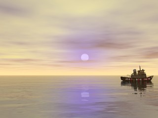 peschereccio al tramonto