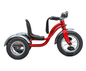 Children's tricycle, side view. 3D rendering
