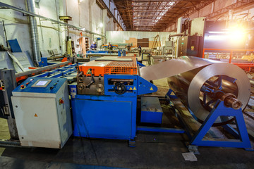 Industrial metal sheet coil for metal sheet forming machine in workshop