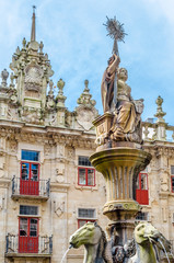 Fototapeta na wymiar Fountain in Santiago de Compostela, Spain