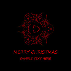 Snowflake round border vector isolated on red background. Christmas falling snow frame.