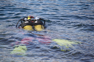 snorkeling in the sea, diver on the lake